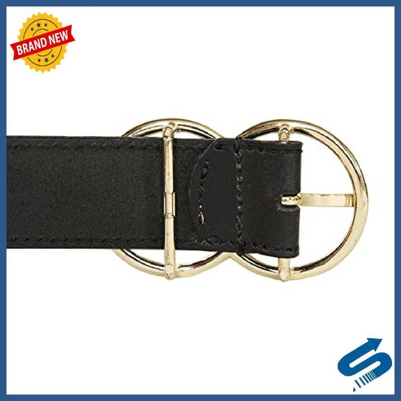 Genuine Leather Belt with Double Ring Buckle, Sizes S-XL